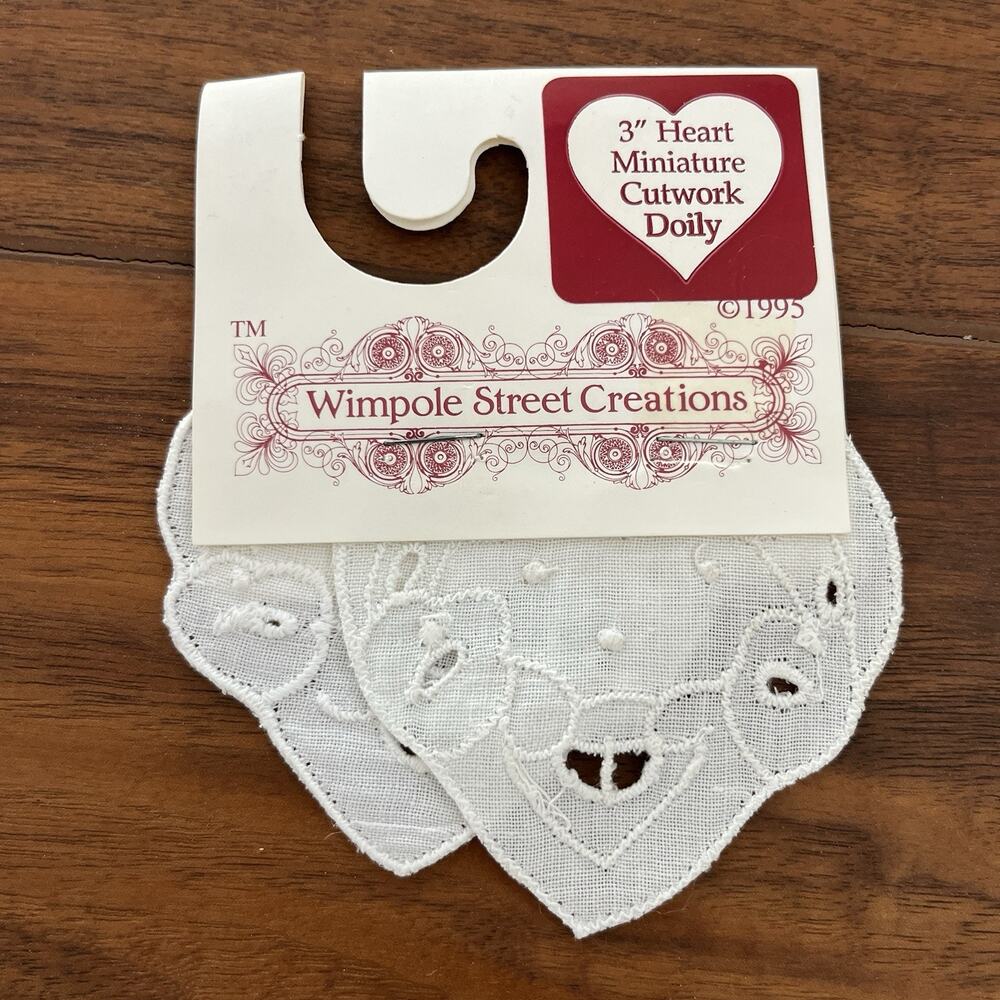 Vintage Wimpole Street Creations 3" Heart Miniature Cutwork Doily